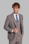 Ekose Ceketli Slim Fit Açık Kahve Erkek Takım Elbise - Wessi-3