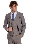 Ekose Ceketli Slim Fit Açık Kahve Erkek Takım Elbise - Wessi-6