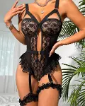 Closet Özel Tasarım Siyah Dantelli Jartiyer Takımı-4