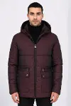 Slim Fit Kapüşonlu Bordo Erkek Şişme Mont - Wessi-3