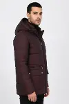 Slim Fit Kapüşonlu Bordo Erkek Şişme Mont - Wessi-4