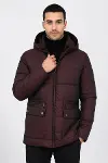Slim Fit Kapüşonlu Bordo Erkek Şişme Mont - Wessi-1