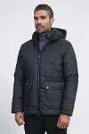 Slim Fit Kapüşonlu Siyah Erkek Şişme Mont - Wessi-3