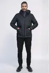 Slim Fit Kapüşonlu Siyah Erkek Şişme Mont - Wessi-5