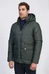 Slim Fit Kapüşonlu Yeşil Erkek Şişme Mont - Wessi-3