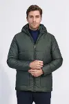 Slim Fit Kapüşonlu Yeşil Erkek Şişme Mont - Wessi-4