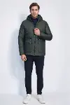 Slim Fit Kapüşonlu Yeşil Erkek Şişme Mont - Wessi-5