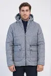 Slim Fit Kapüşonlu Gri Erkek Şişme Mont - Wessi-2