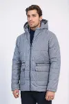 Slim Fit Kapüşonlu Gri Erkek Şişme Mont - Wessi-3