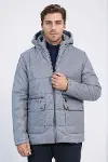 Slim Fit Kapüşonlu Gri Erkek Şişme Mont - Wessi-4