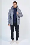 Slim Fit Kapüşonlu Gri Erkek Şişme Mont - Wessi-5