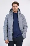 Slim Fit Kapüşonlu Gri Erkek Şişme Mont - Wessi-1