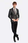 Slim Fit Sivri Yaka Siyah Erkek Ceket - Wessi-3
