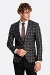 Slim Fit Sivri Yaka Siyah Erkek Ceket - Wessi-8