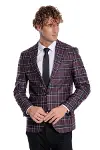 Slim Fit Sivri Yaka Mor Erkek Ceket - Wessi-6
