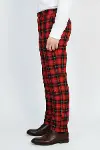 Dar Kesim Ekose Desenli Bordo Erkek Pantolon - Wessi-4