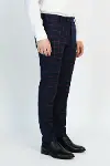 Dar Kesim Ekose Desenli Lacivert Erkek Pantolon - Wessi-4