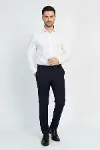 Dar Kesim Ekose Desenli Lacivert Erkek Pantolon - Wessi-1