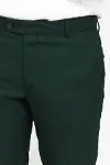 Dar Kesim Kendinden Desenli Koyu Yeşil Erkek Kumaş Pantolon - Wessi-2