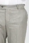 Dar Kesim Kendinden Desenli Krem Erkek Kumaş Pantolon - Wessi-2
