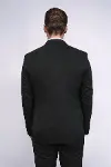 Kendinden Desenli Slim Fit Sivri Yaka Siyah Erkek Ceket - Wessi-5