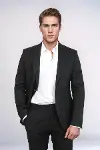 Kendinden Desenli Slim Fit Sivri Yaka Siyah Erkek Ceket - Wessi-1