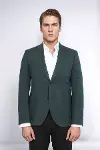 Kendinden Desenli Slim Fit Sivri Yaka Yeşil Erkek Ceket - Wessi-2