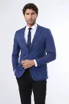 3 Cepli 2 Düğmeli Kapitone Erkek Lacivert Kısa Ceket - Wessi-3