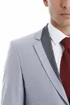 3 Cepli 2 Düğmeli Çapraz Biyeli Koyu Gri Ceket-Wessi-2