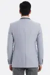 3 Cepli 2 Düğmeli Çapraz Biyeli Koyu Gri Ceket-Wessi-5