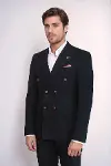 Kruvaze Slim Fit Erkek Siyah Ceket - Wessi-3