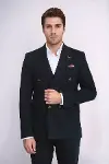 Kruvaze Slim Fit Erkek Siyah Ceket - Wessi-4