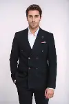 Kruvaze Slim Fit Erkek Siyah Ceket - Wessi-1