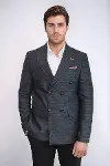 Kruvaze Slim Fit Erkek Lacivert Ceket - Wessi-1