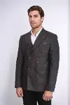 Kruvaze Slim Fit Erkek Kahverengi Ceket - Wessi-3