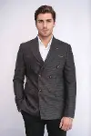 Kruvaze Slim Fit Erkek Kahverengi Ceket - Wessi-1
