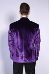 Kadife Slim Fit Tek Düğmeli Mor Erkek Balo Ceket - Wessi-5