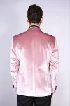 Kadife Slim Fit Tek Düğmeli Pembe Erkek Balo Ceket - Wessi-5