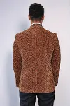 Leopar Desenli Slim Fit Dik Yaka Sarı Erkek Balo Ceket - Wessi-4