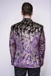Dik Yaka Slim Fit Altın Desenli Mor Balo Ceket - Wessi-6