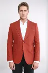 Düz Slim Fit Spor Bordo Erkek Ceket - Wessi-2