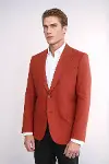 Düz Slim Fit Spor Bordo Erkek Ceket - Wessi-4