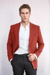 Düz Slim Fit Spor Bordo Erkek Ceket - Wessi-1