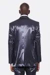 2 Düğmeli Slim Fit Saten Lacivert Erkek Damatlık Takım - Wessi-4