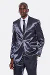 2 Düğmeli Slim Fit Saten Lacivert Erkek Damatlık Takım - Wessi-1