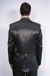 2 Düğmeli Slim Fit Saten Siyah Erkek Damatlık Takım - Wessi-6