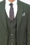 Tek Düğmeli Slim Fit Yeşil Yelekli Erkek Takım Elbise - Wessi-2