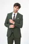 Tek Düğmeli Slim Fit Yeşil Yelekli Erkek Takım Elbise - Wessi-1
