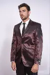 2 Düğmeli Slim Fit Saten Kahverengi Erkek Damatlık Takım - Wessi-4