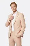 İki Parça Slim Fit Tek Düğmeli Yavruağzı Erkek Takım Elbise - Wessi-5